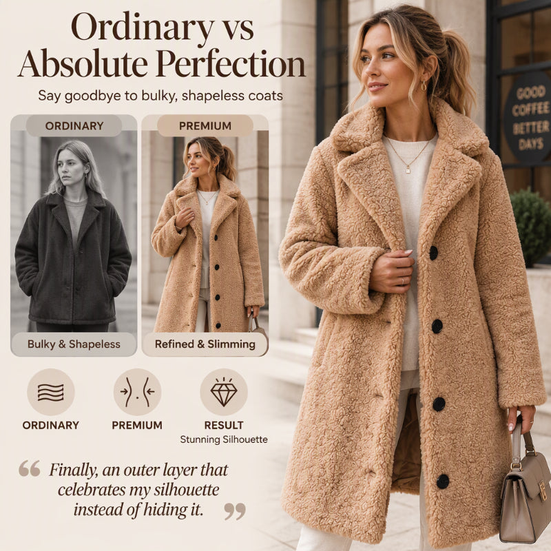 Women's Warm Plush Button-Down Lapel Coat