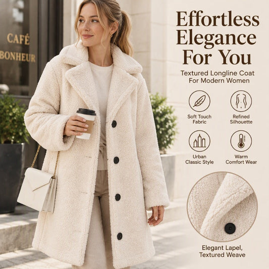 Women's Warm Plush Button-Down Lapel Coat