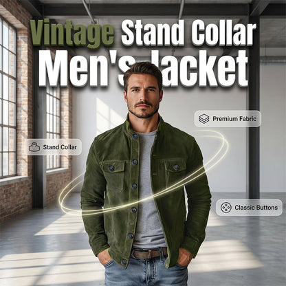 🧥 Retro Ribbed Texture, Structured Collar Detail | Men's Vintage-Style Corduroy Stand Collar Jacket