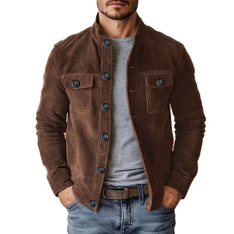 🧥 Retro Ribbed Texture, Structured Collar Detail | Men's Vintage-Style Corduroy Stand Collar Jacket