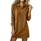 Women's Elegant Faux Suede Shirt Dress