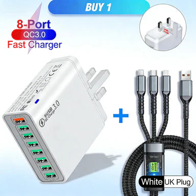 ⚡8-Port USB Fast Charging Mobile Phone Charger